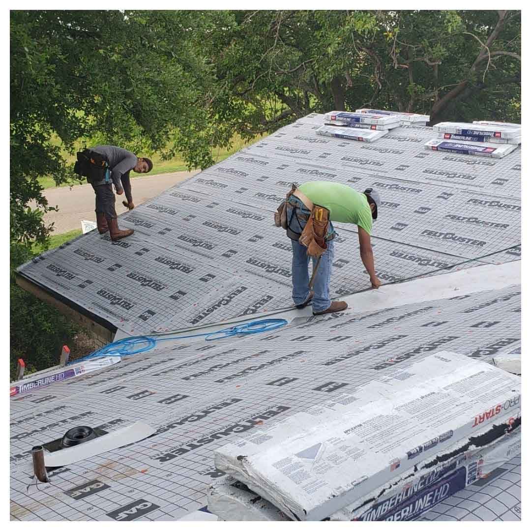 The Amos Roofing crew on a general contracting project in Manchaca, TX